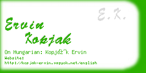 ervin kopjak business card